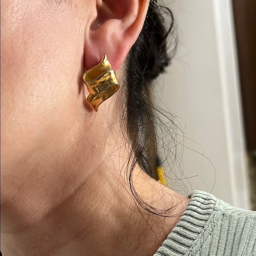 Avon Gold Sculptural Statement Earrings